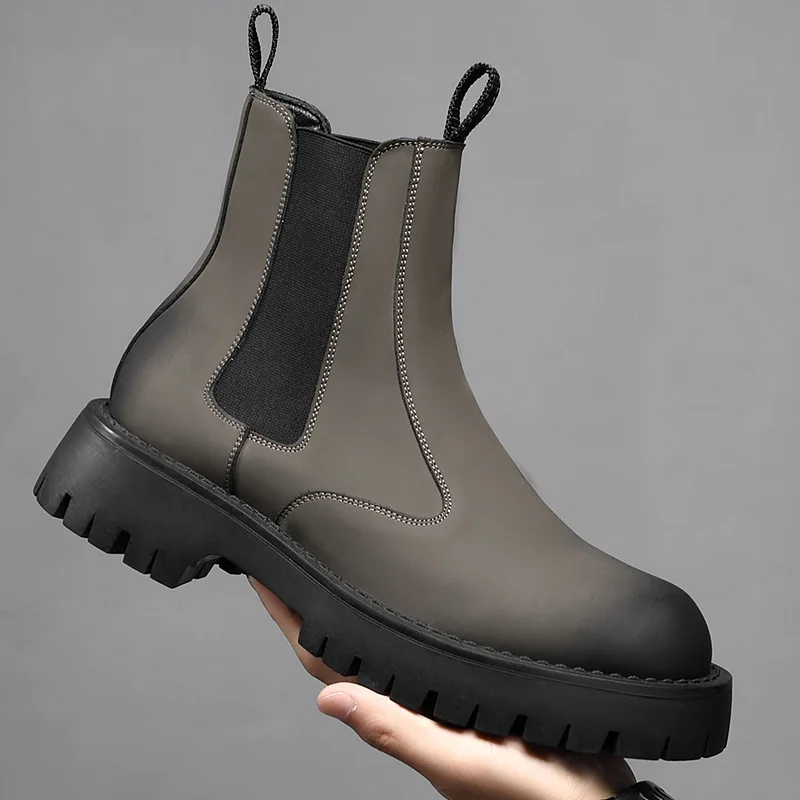 Spring new men's Chelsea boots popular chimney boots black suede boots men 2025 leather single boots trend