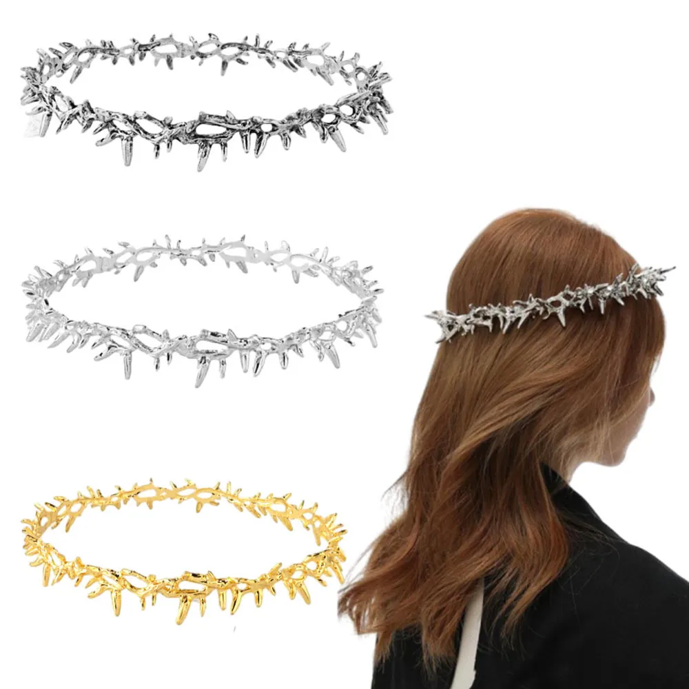 Thorn Crown Headpiece Headwear Unisex Cosplay Metal Punk Gothic Crowns Jewelry Gifts Halloween Wedding Party Costume Accessories