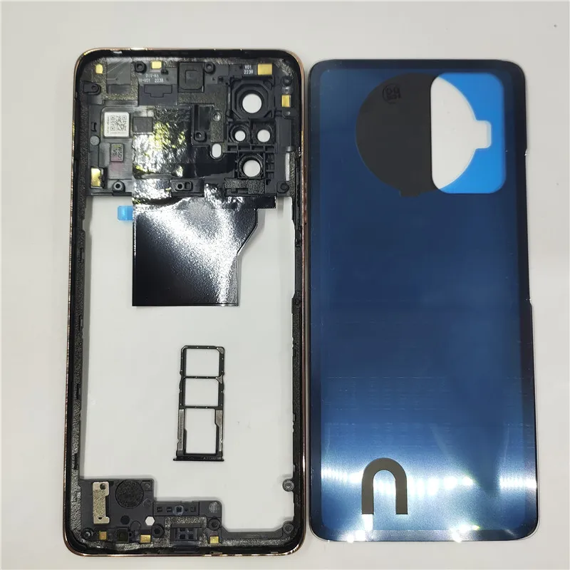 الباب الخلفي للإسكان الكامل لهاتف Xiaomi Redmi Note 10 Pro 4G M2101K6G الإطار الأوسط + الغطاء الخلفي + علبة بطاقة Sim