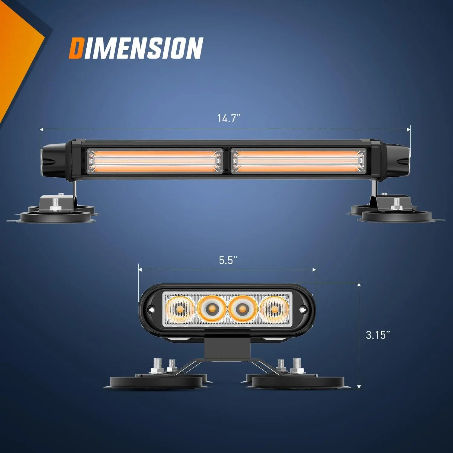 Nilight 14.5'' Amber COB LED Strobe Light Bar, Magnetic Emergency Warning Beacon Light, High Visibility Flashing Roof Light for Truck, Pickup, Car, Snowplow & Safety Vehicles