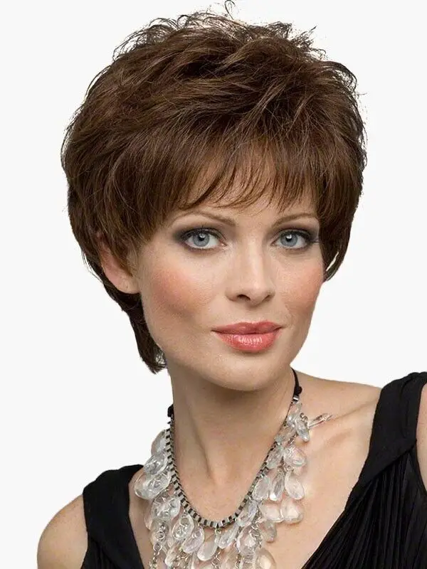 Light Brown Short Hairstyles Women's Natural BOB Real  Hair Wig 10 Inch