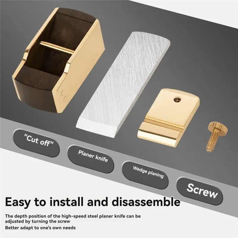 ABKV-Violin Brass Wrap HSS Cutter Blade 5PCS Guitar Flat Bottom Planes Planer,Woodworking Repair DIY Tools Parts Convex