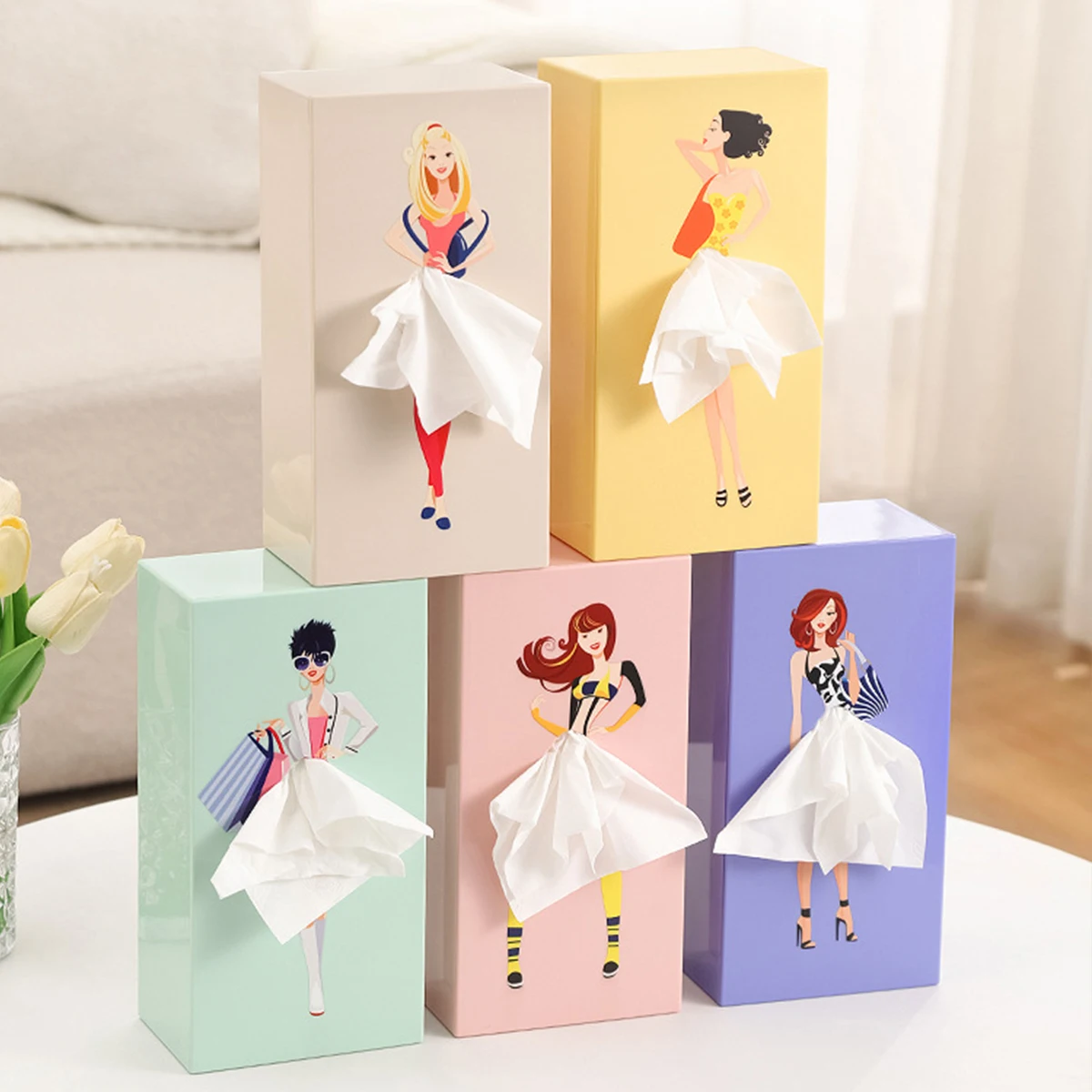 

Tissue Box Lady Skirt Tissue Box Cover Creative Soaring Skirt Tissue Box Holder For Facial Tissues Napkins Office Countertops