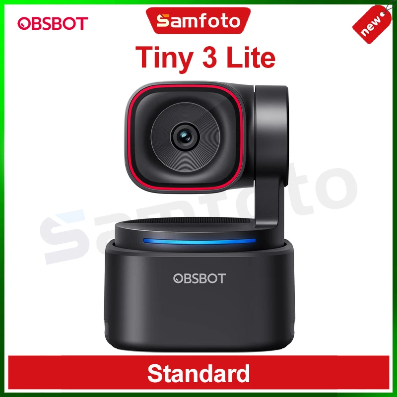 Webcam OBSBOT Tiny 3 Lite com Áudio Espacial e IA - Câmera PTZ com