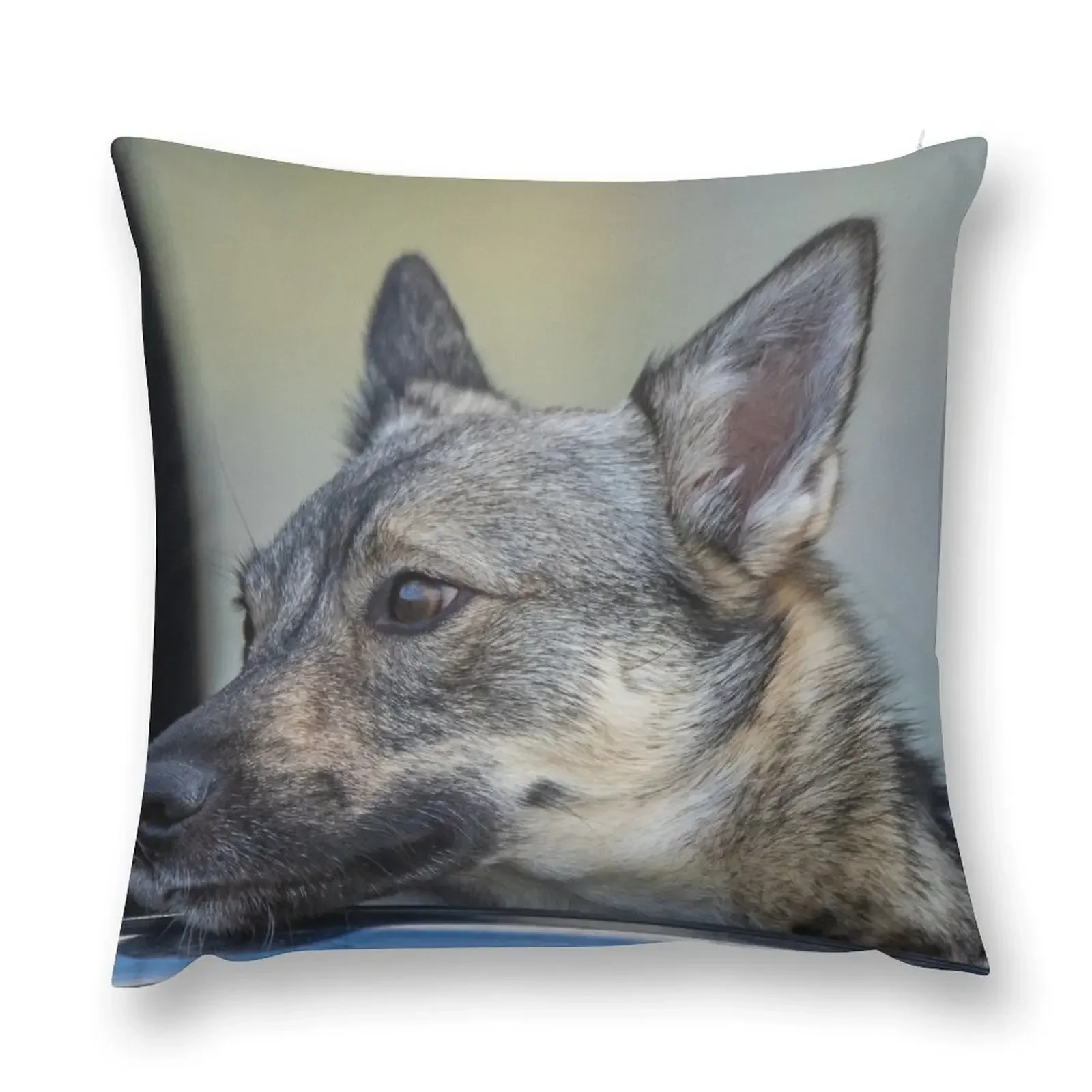 

A Swedish Vallhund Looking Out The Car Window Throw Pillow Cushions Decorative Cushions christmas pillowcases pillow