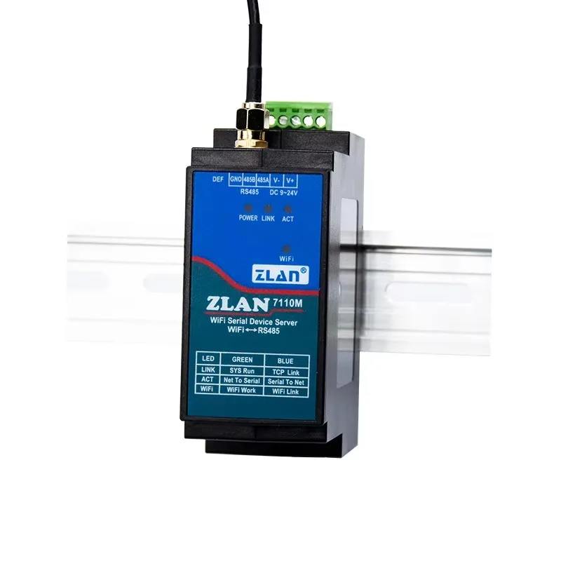 Serial Server RS485 to WIFI Rail Wireless Industrial Network Communication Modbus TCP to RTU Module MQTT Iot Gateway ZLAN7110M