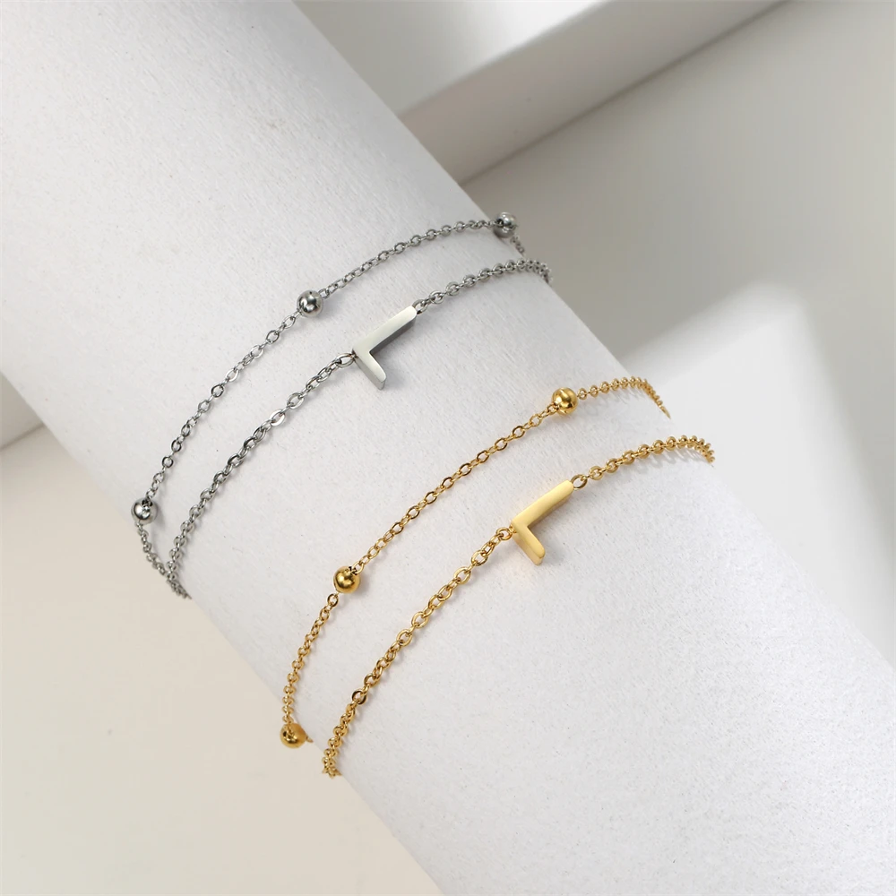 Cazador Edelstahl-Armband mit Doppelketten für Damen, Anfangsbuchstabe A-Z, Alphabet-Schmuck, 2026, Armband an der Hand, Geburtstagsgeschenk – Detail 11