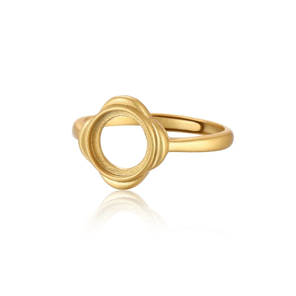 Gold Plated 925 Silver Adjustable Ring Setting for 4.5x4.5mm/6x6mm/7x7mm/9x9mm/10x10mm/11x11mm Round Cabochon