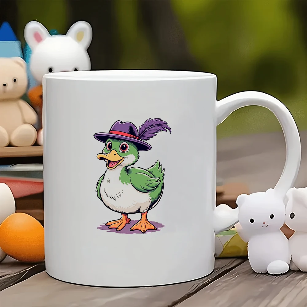 Tasse de dessin animé de canard mignon 11oz, tasse de boisson froide et chaude pour enfants, cadeau de noël, tasse de bureau familial