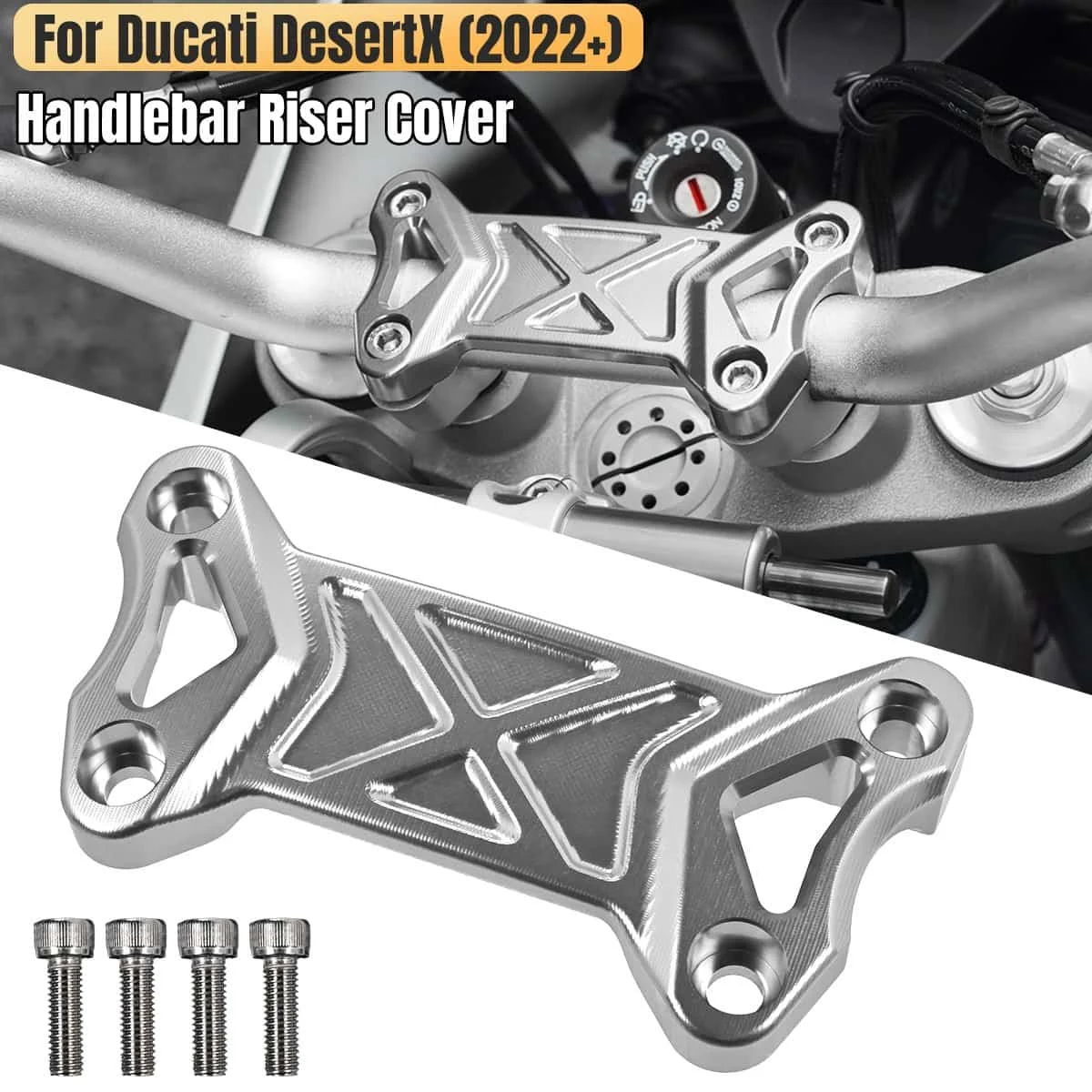 دراجة نارية المقود الناهض مقود غطاء سبائك الألومنيوم الفضة الأحمر الأسود ل Ducati DesertX 2022 2023 2024 ركوب على الطرق الوعرة