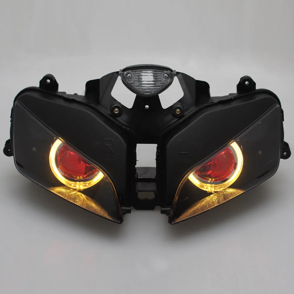 Motorcycle Custom Angel Eye LED Headlight HID Projector Headlamp Assembly faros led moto Head Light For Honda CBR600RR 2003-2006