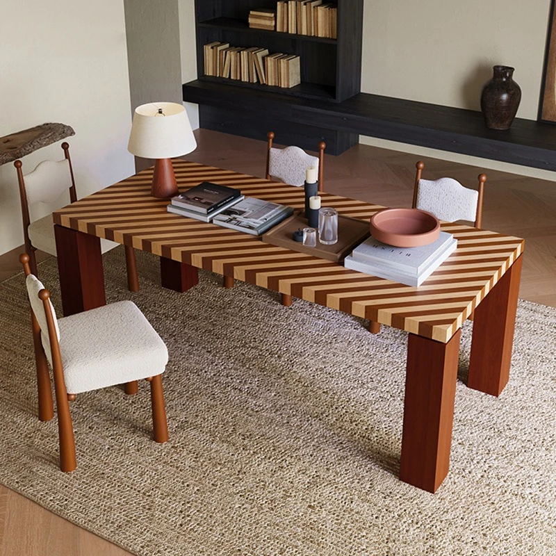 Parque dining table: French-style vintage solid wood dining table and chair combination