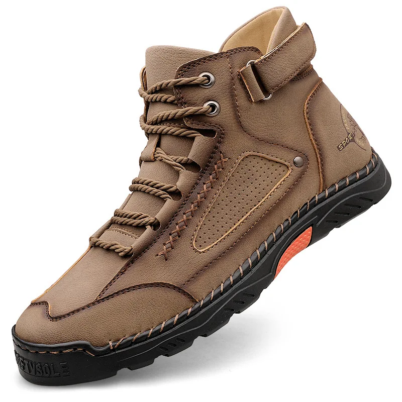 

Men's Hand-stitched Boots Plus-size Casual Shoes Comfortable Soft Ankle Boots Outdoor Non-slip Wear Boots 2025 New Mens Shoes
