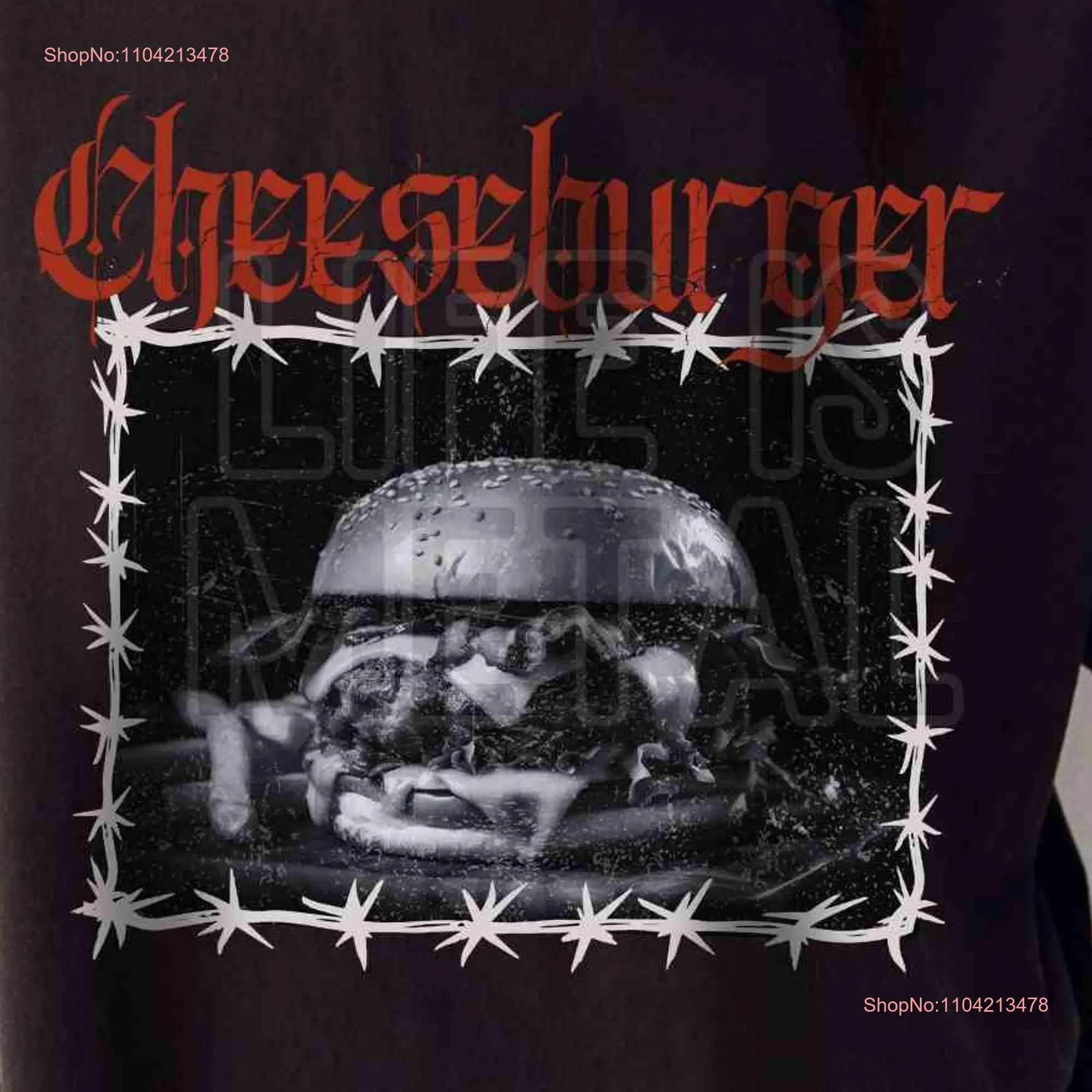 Cheeseburger Metal T Shirt Burger Death Blackmetal Goth Punk Rock Deathmetal Grindcore Emo long or short sleeves