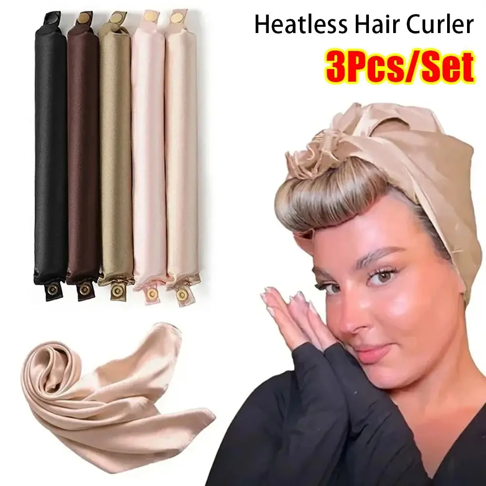 

3Pcs New No Heat Heatless Hair Curler Lazy Curls Satin Curling Rod Flexi Soft Hair Rollers Styling Tool