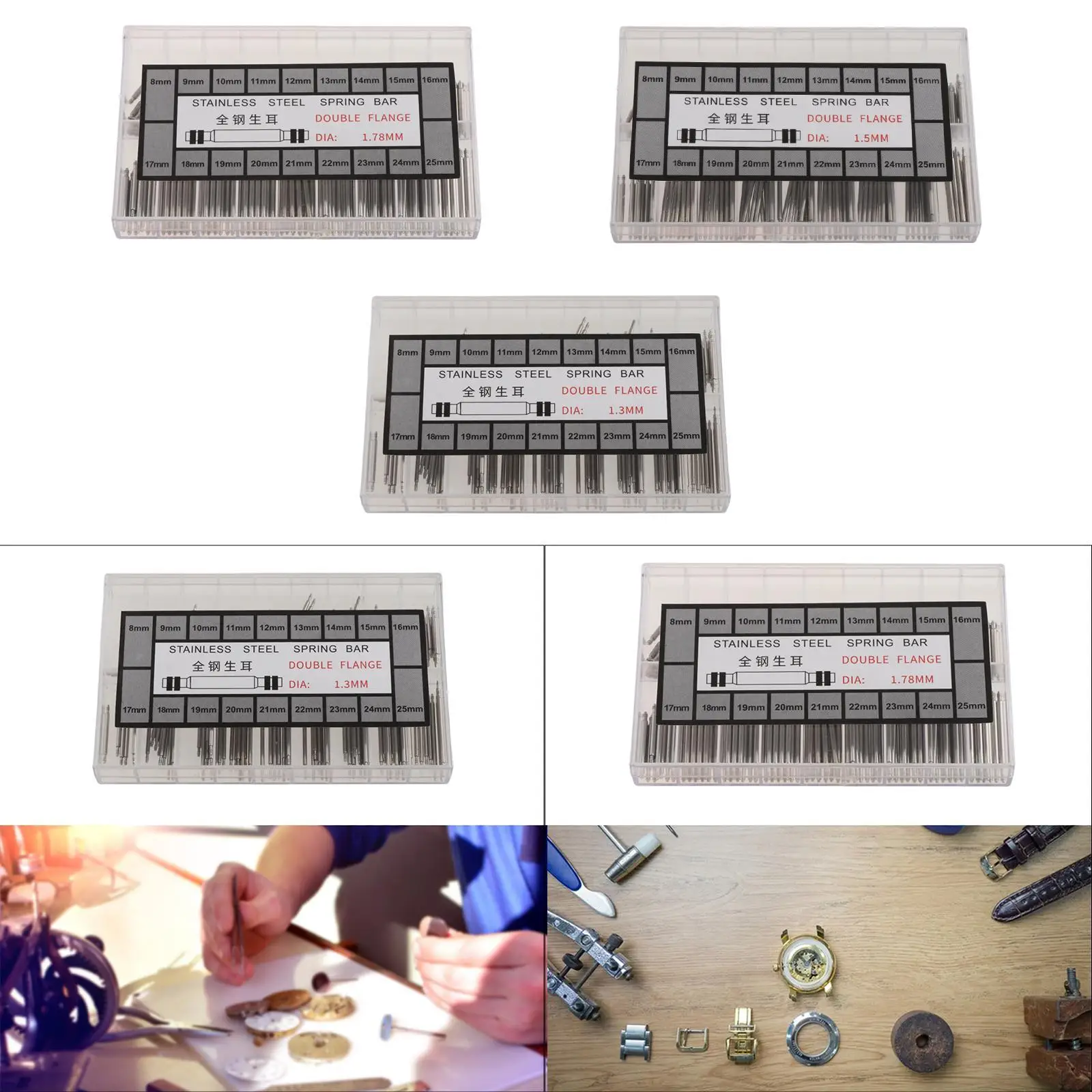 1 коробка пружинных стержней для часов, соединительные стержни, металлические детали для часов, набор инструментов для ремонта часов, штифты для ремешка для часов с коробкой для хранения