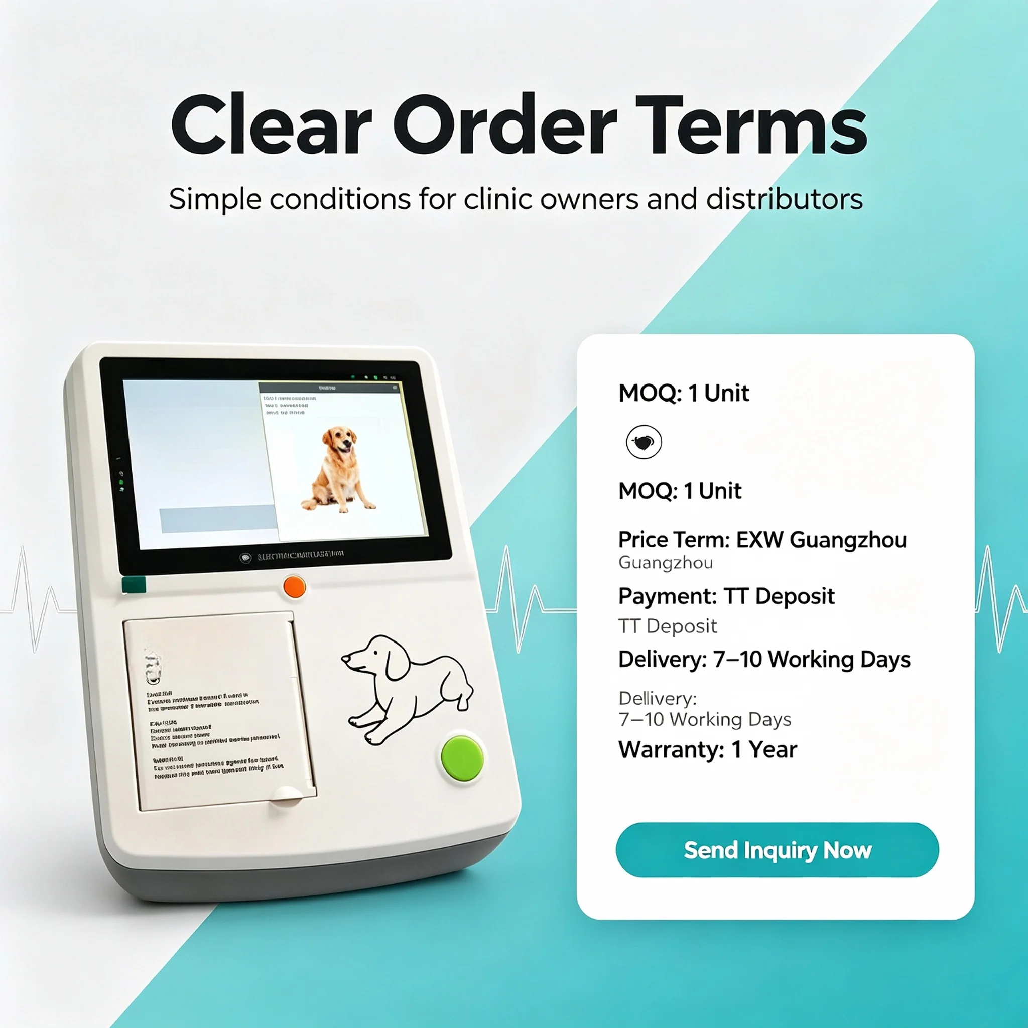 Handheld Vet Hospital Instrument Portable 12 Lead Electrocardiograma Ecg With 7inch Touch Screen