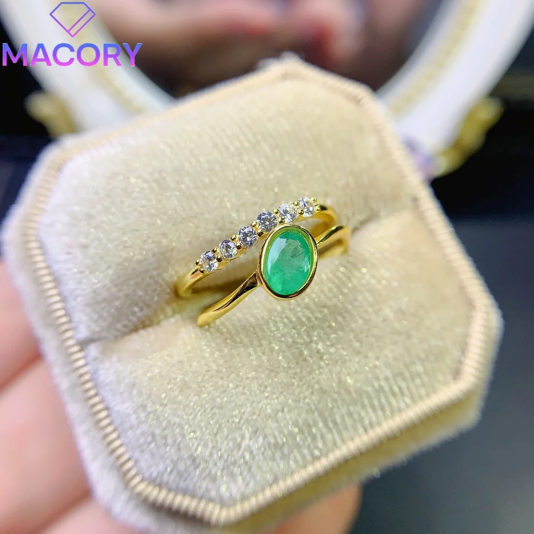 Natural Emerald Ring Female Luxury Silver 925 Valentine's Day Jewelry Certification Original Luxury Brand Gem