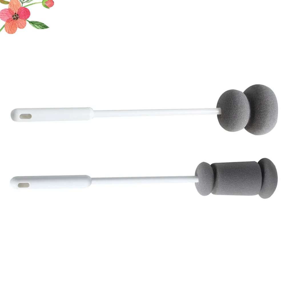2Pcs 360 Degree Rotating Cleaning Brush with ABS Handle Sponge Head for Baby Bottles Glass Cups Water Bottles Bottle Cleaning
