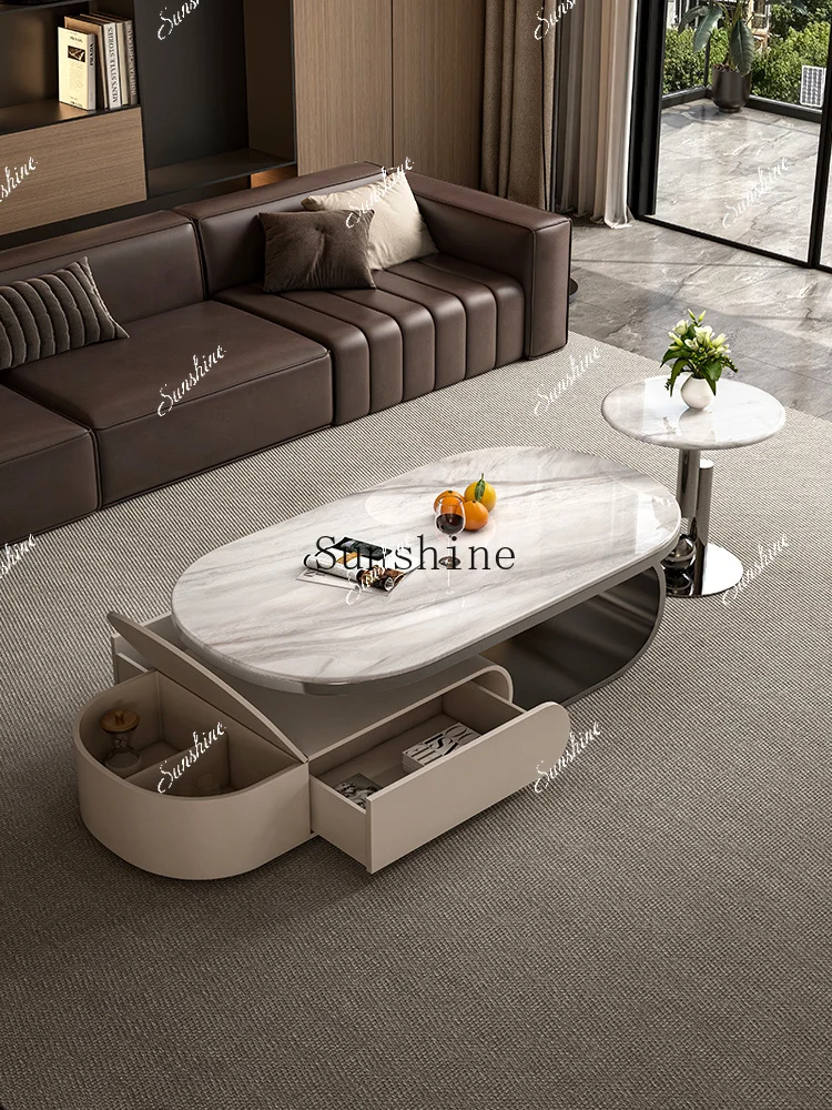 

Modern light luxury living room simple household natural marble coffee table FT