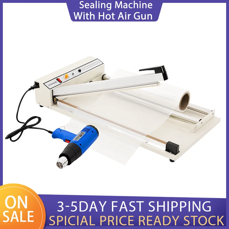 

Semi-Automatic Heat Sealing Machine Shrink Film Packaging with Hot Air Gun and Cutting Tool for Versatile Use