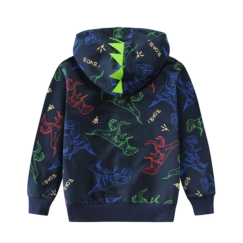 Little Hand Kids Cartoon Dinosaur Hoodies Jacket Boys Girls Cool Long Sleeve Zipper  Sport Sweatshirt Pullover for 2-7Y