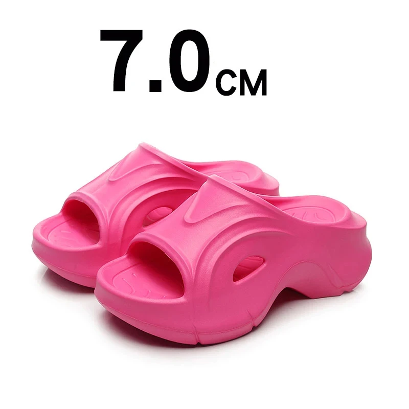 Bebealy Fashion Platform Sandals For Women Bathroom House Shoes High Heels Slippers 7cm Summer Platform Beach Shoes For Women