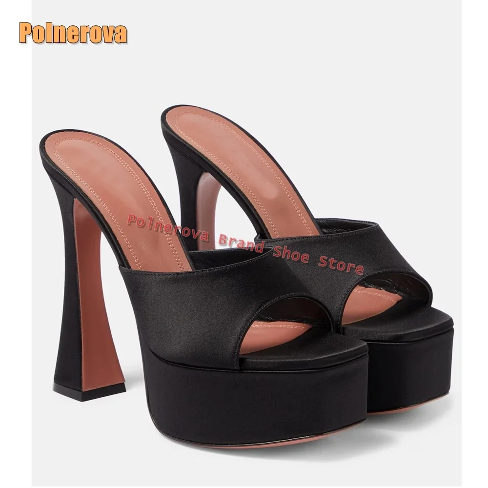 Rhinestone Peep Toe Platform Silver Sandals Square Toe Block Heels Shallow Slip On Women Sexy Slippers 2025 Summer Runway Show - Image 3