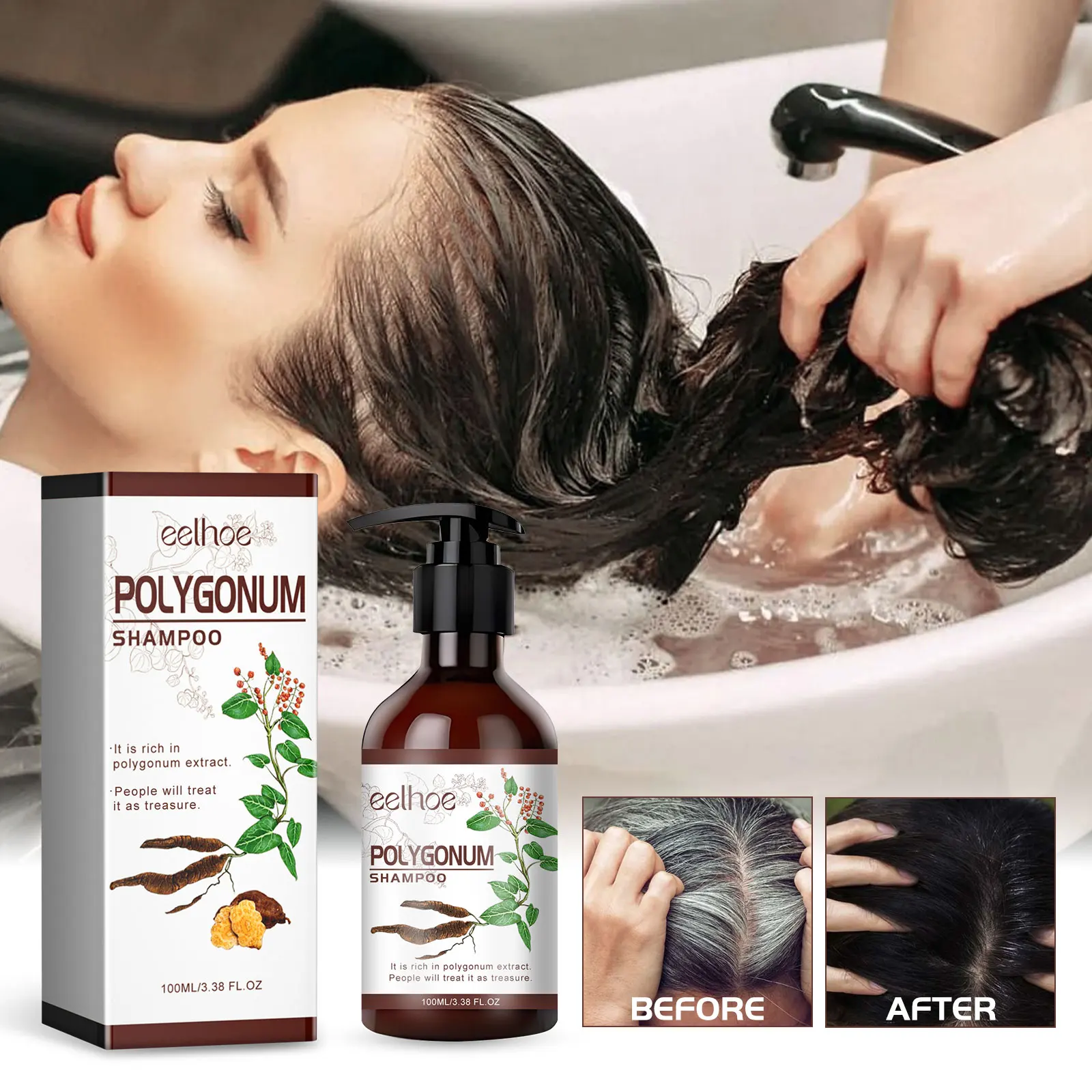 Eelhoe Polygonum Multi florum Shampoo pflegende und schützende Haar reinigung Öl Kontrolle pflegende Wurzeln Haarpflege Shampoo