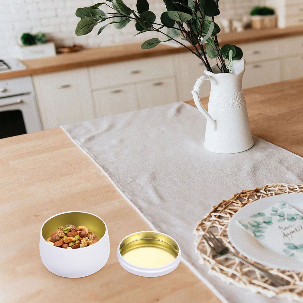 

12 Pcs 4oz Round Sealed Tinplate Cans White Tea Storage Jars for Candies Snacks Packaging Craft Beads Home ganization