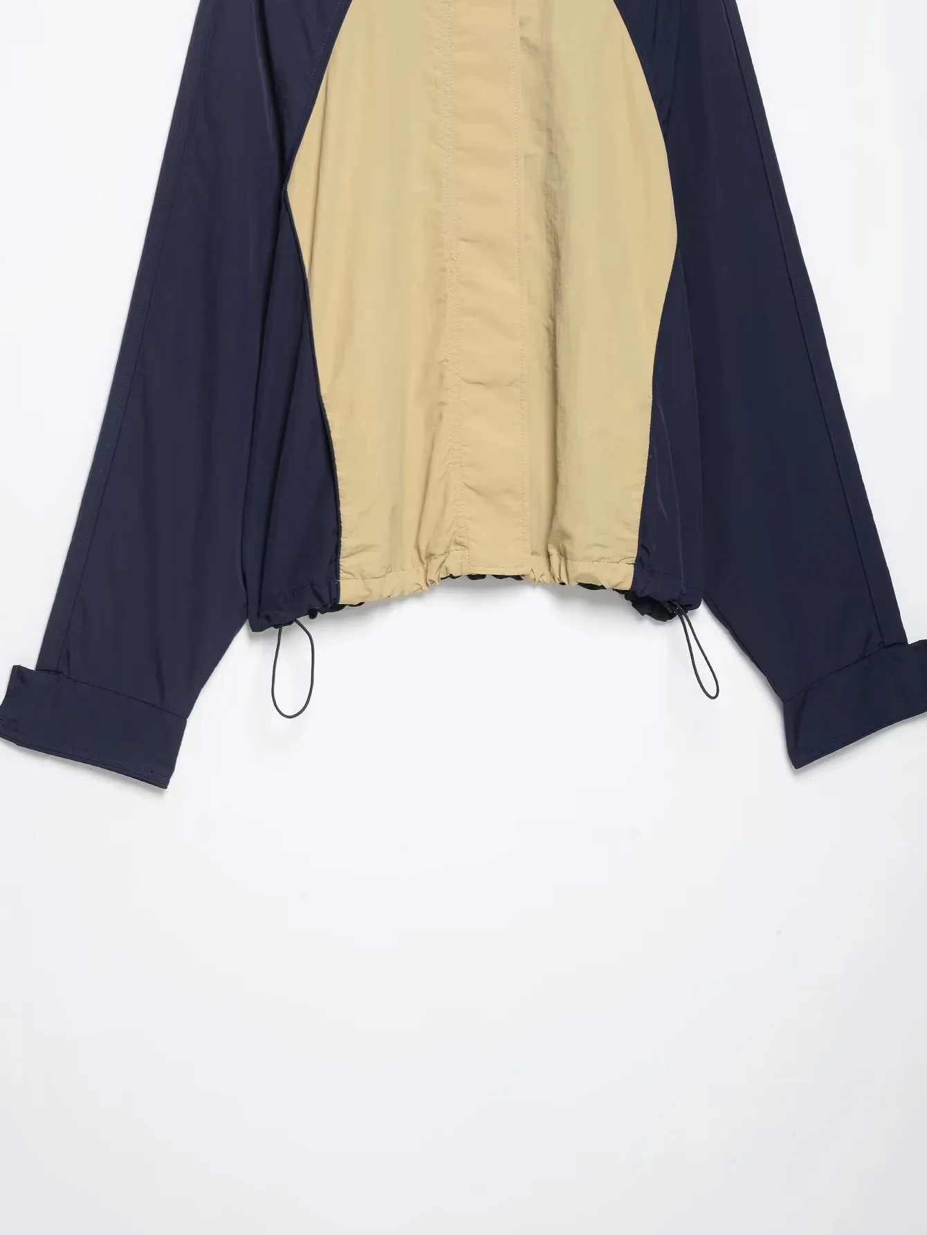 HH Damen Vintage Color-Block Sport 2-Teiliges Set Stehkragen Freizeitjacke Elastische Taille Weite Lange Hose Schulanfangskleidung – Detail 8