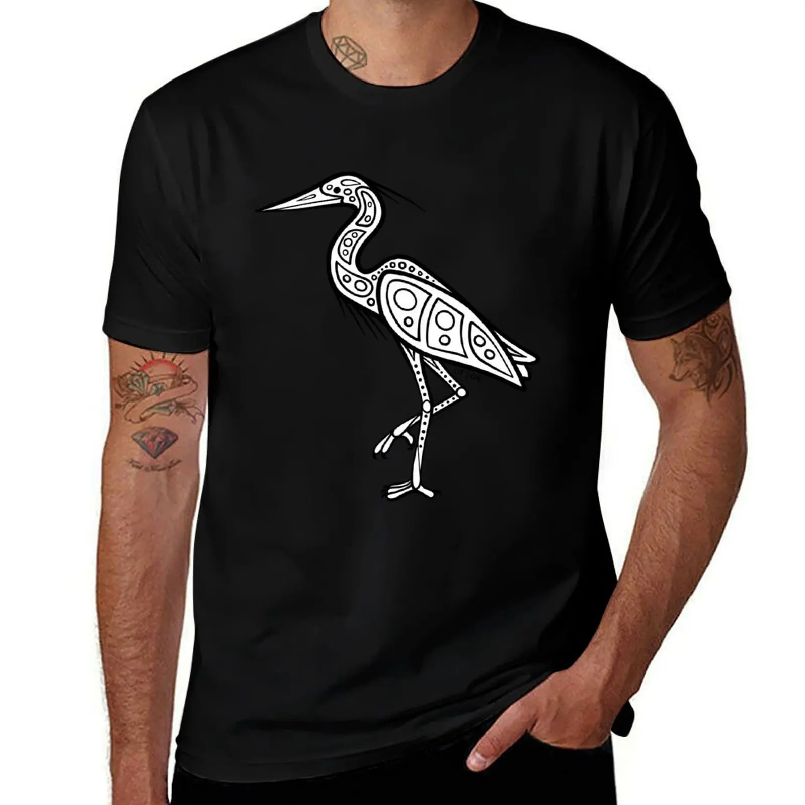 Native Inspired Great Blue Heron T-Shirt t shirts for man slim fit T-Shirt