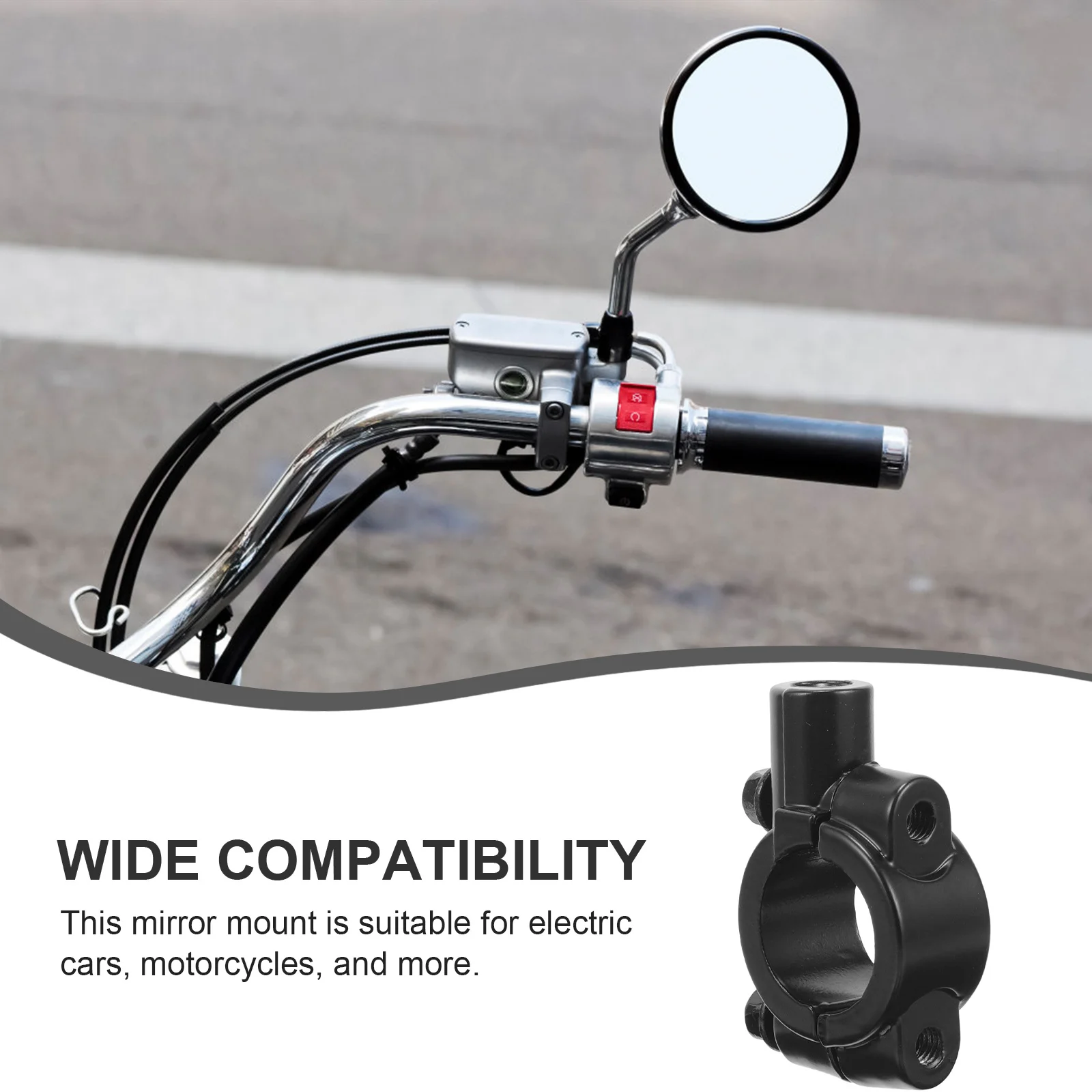 

2Pcs Motorcycle Mirror Mount Durable Metal Motorbike Clip Easy Install Enhanced Visibility Night Safety Mirror Mount