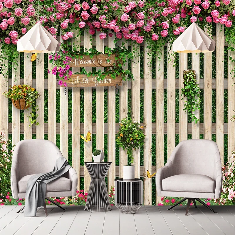 

Restaurant Cafe Background Wall Decor 3D Stereo Rose Wood Board Photo Murals Wallpaper For Living Room Home Decor 3 D Frescoes