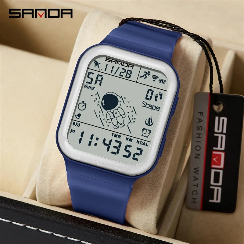 

SANDA 6101 Step Calorie Electronic Outdoor Sports Waterproof Astronaut Series Junior Student Watch Men's Digital Wristwatches