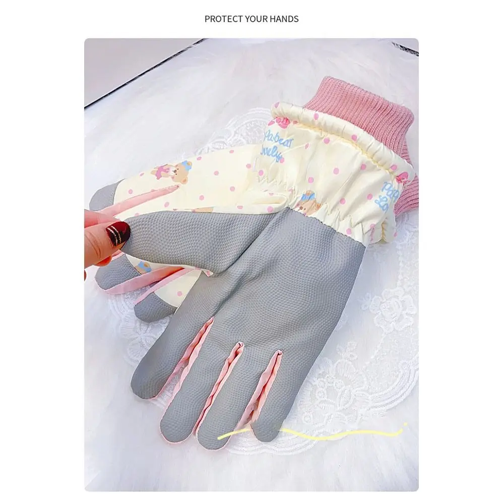 Engrossar luvas de esqui de inverno quente tela sensível ao toque mais veludo luvas ao ar livre à prova de vento antiderrapante ciclismo luvas esportivas feminino meninas