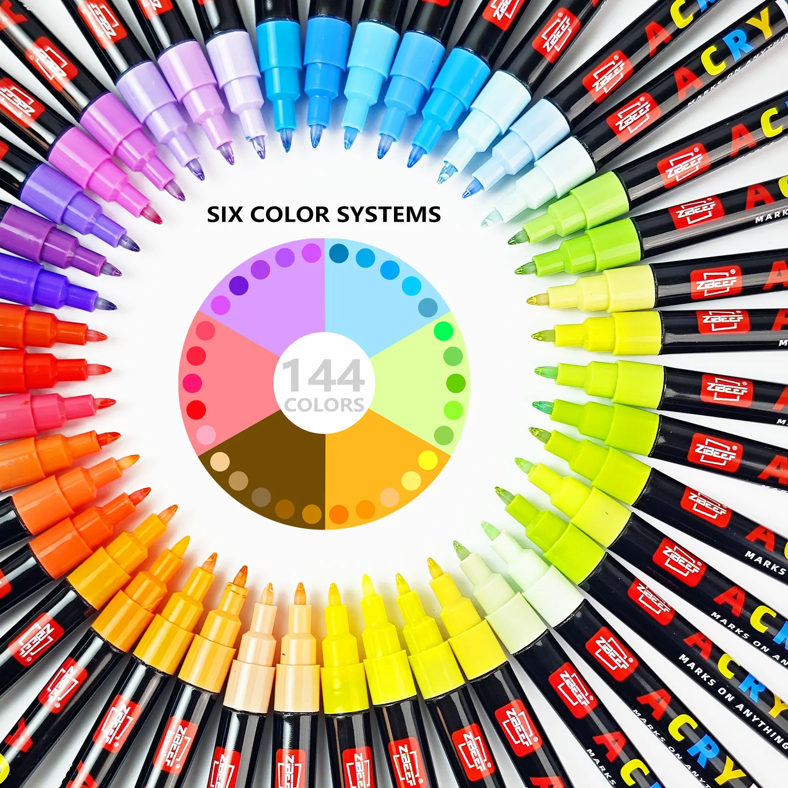 144 Colors/24 Pieces/Box, 6 Color Series Acrylic Paint Markers, 0.7mm Drawing and Graffiti Markers, Smooth Ink Flow, Comprehensive Color Assortment, Stackable Colors, Strong Coverage, Felt-Tip Pen Stationery Set, Suitable for Canvas, Rock Painting, Wood, Stone, Glass, Ceramics, Fabric Painting, DIY Crafts, Back-To-School Supplies, School Supplies, Art Supplies