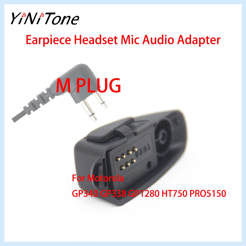 Audio Adapter for Motorola GP340, GP338, HT750, PRO5150 - Converts Multi-Pin to 2-Pin for Headset, Mic, Earpiece Use