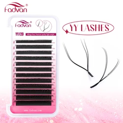 FADVAN YY Shape-Extension de cils en faux vison, cils brésiliens préfabriqués, volume en éventail, naturel et doux, OJ 0.07, C/D, 8-15mm