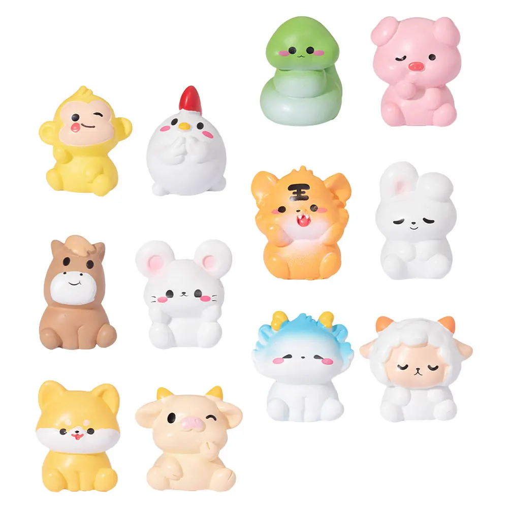 

12 Pcs Miniature Resin Animals Cute Tiny Figurines Desk Decor Durable Ocean Statues Garden naments Micro L