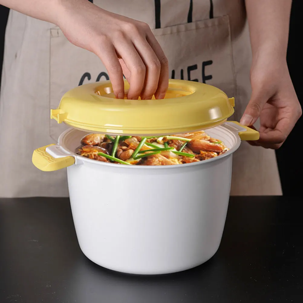 

2Pcs Microwave Rice Cooker Large Capacity Plastic Kitchen Appliance Home Office Use Food Container Portable