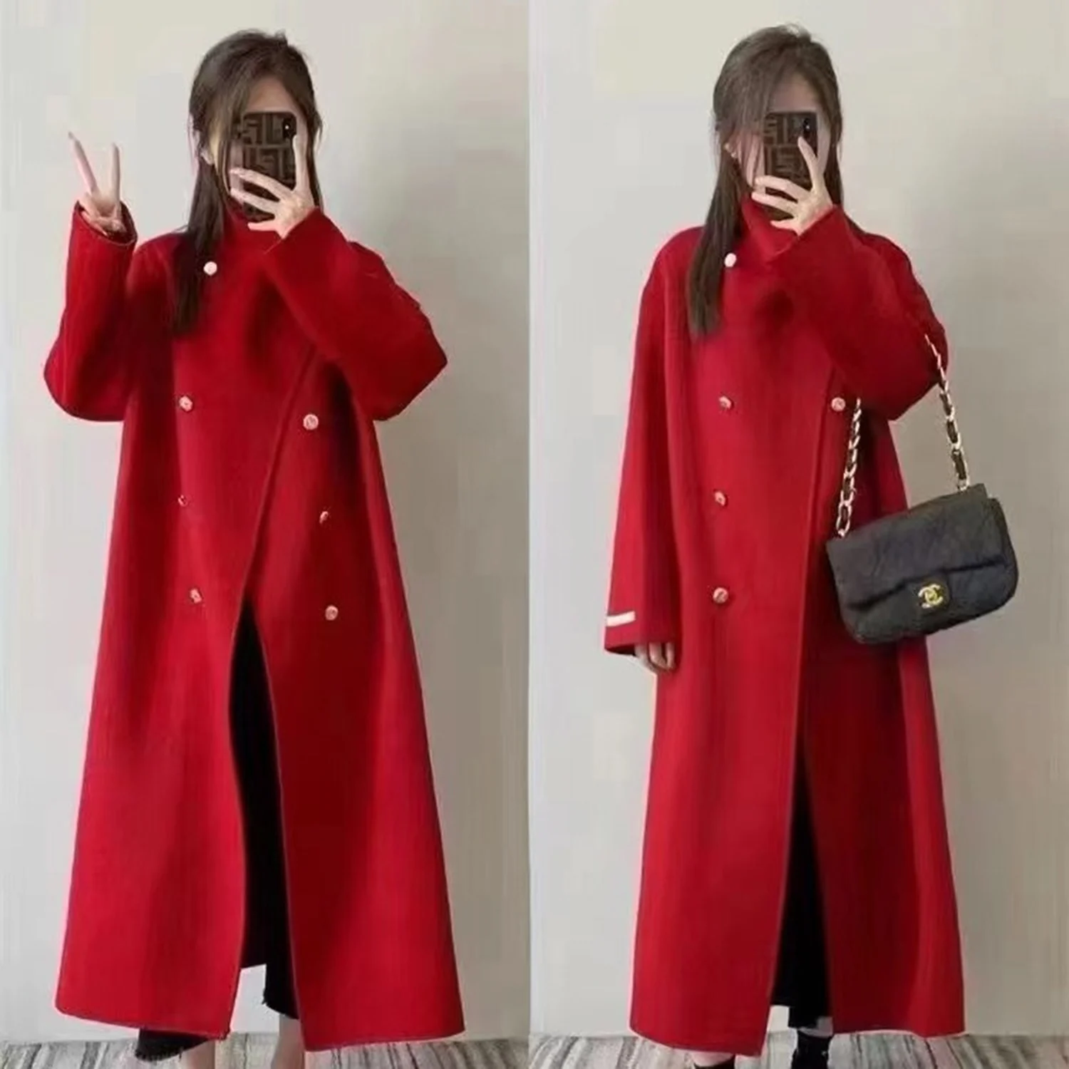 Allingentle Ivory Women's Long Blazer Woolen Fashion Jacket Warm Coat for Cocktail Party Daily Outfits Customize