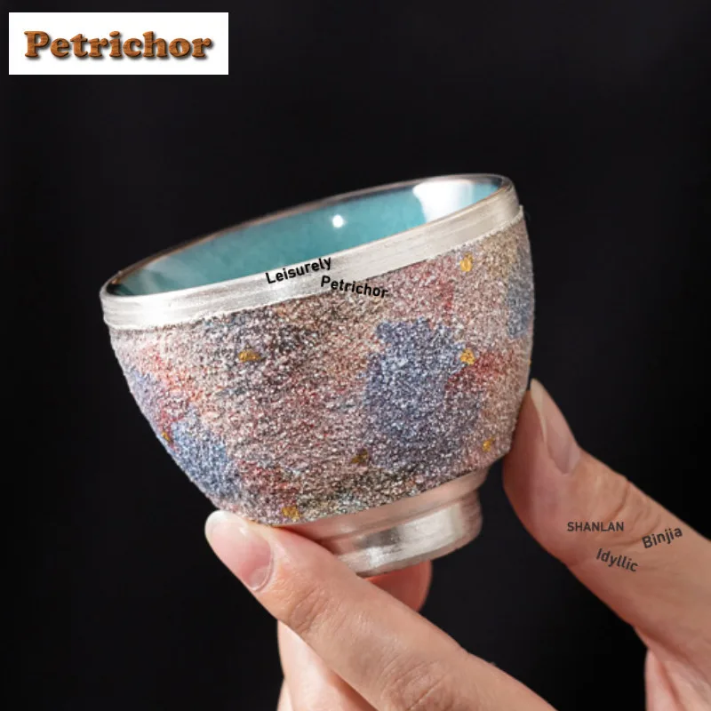 80ml Kiln Fambe Rainbow Glaze Teacup Zen Tea Bowl Cute Cup Tea-tasting Smelling Cup Jianzhan Master Cups Tea Ceremony Supplies