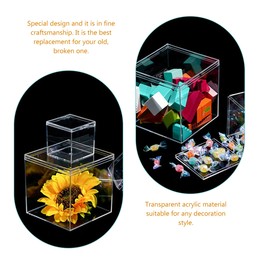 

12 Pcs Clear Display Boxes Storage Bins Toy Cube Case Square Containers Lids Plastic Showcase Collectibles Holder Packaging Gift
