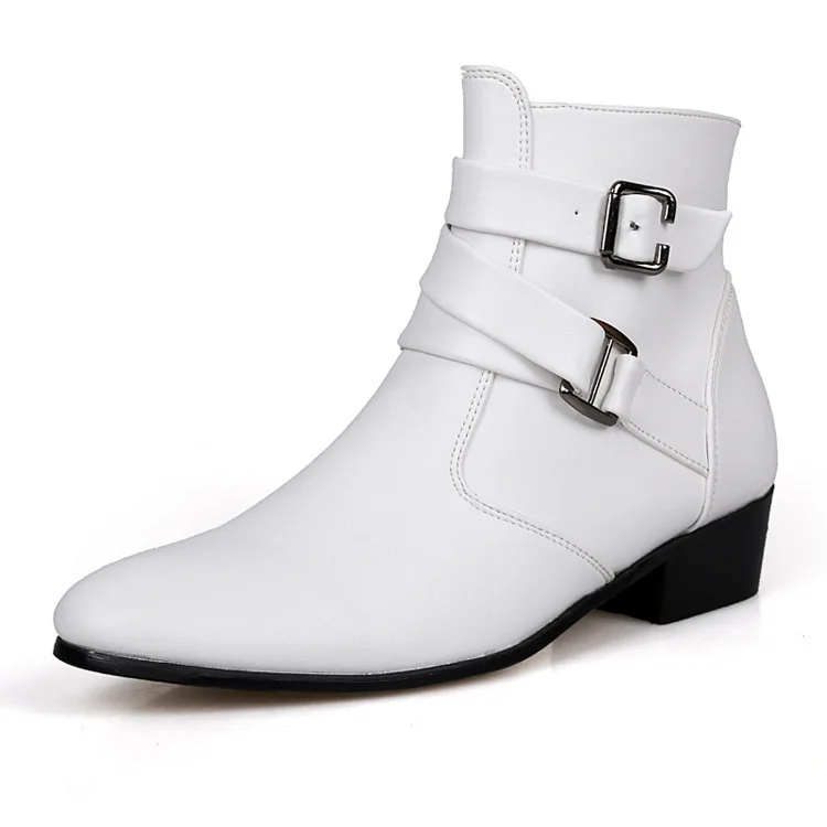 

Fashion Boots Men Spring Autumn Pointed Toe Height Increase Ankle Boots High Top Casual Shoe PU Leather new Boots Men hjk89