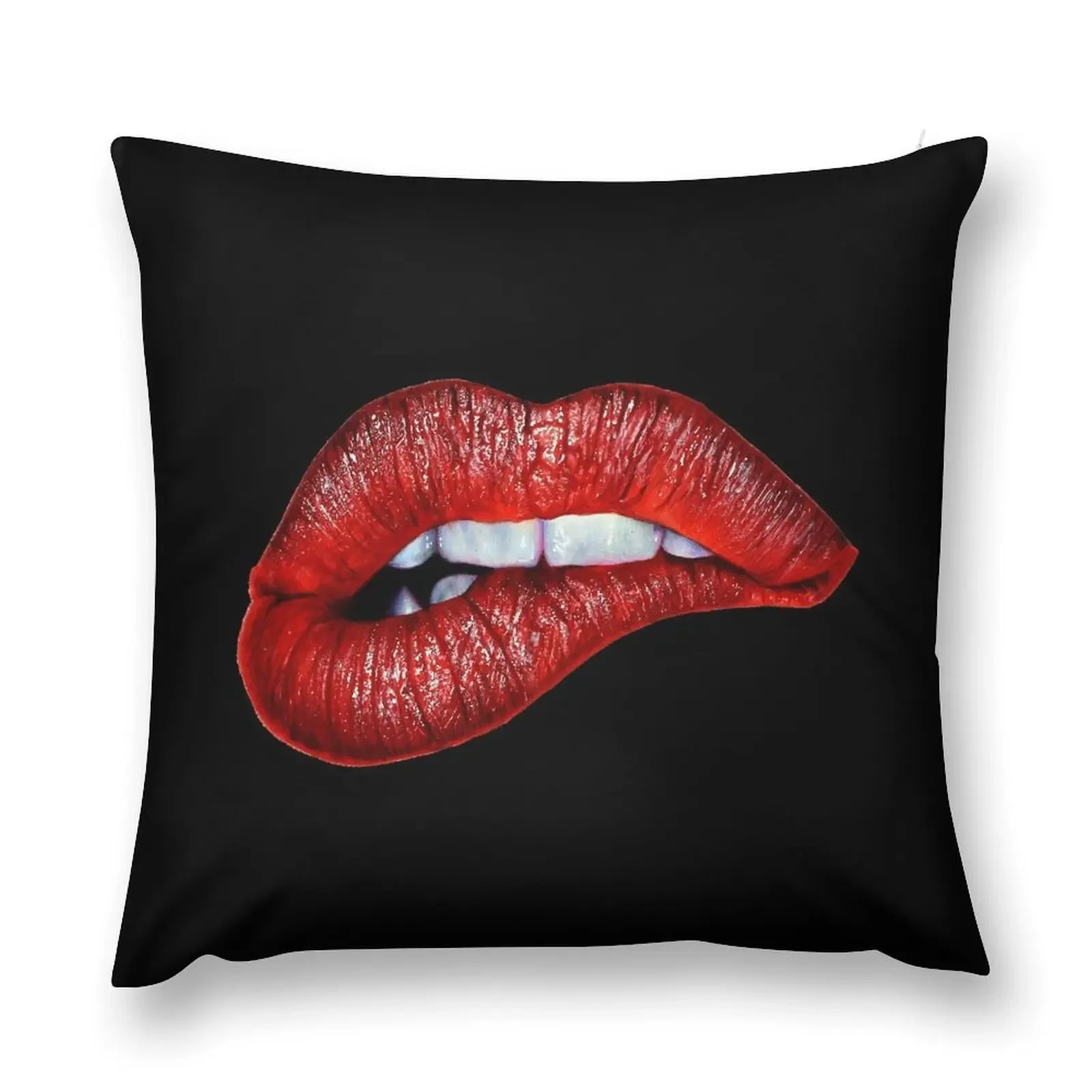 Red Lips on Black Background Throw Pillow Custom Cushion Photo Pillow Cover home decor items Pillows Aesthetic pillow