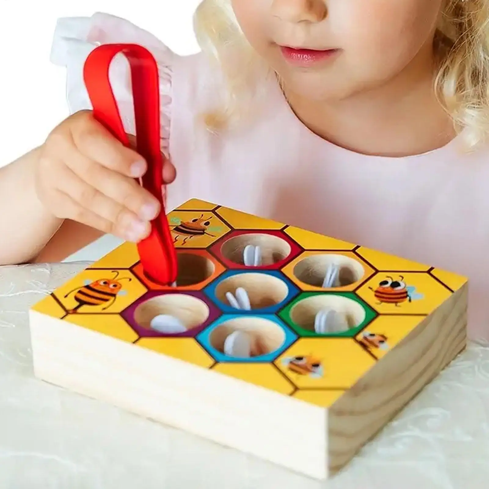 

Color Sorting Toys Bee Trap Color Matching Game Educational Learning Toy Teaching Aids for Ages 3 Boys Girls Preschool Classroom
