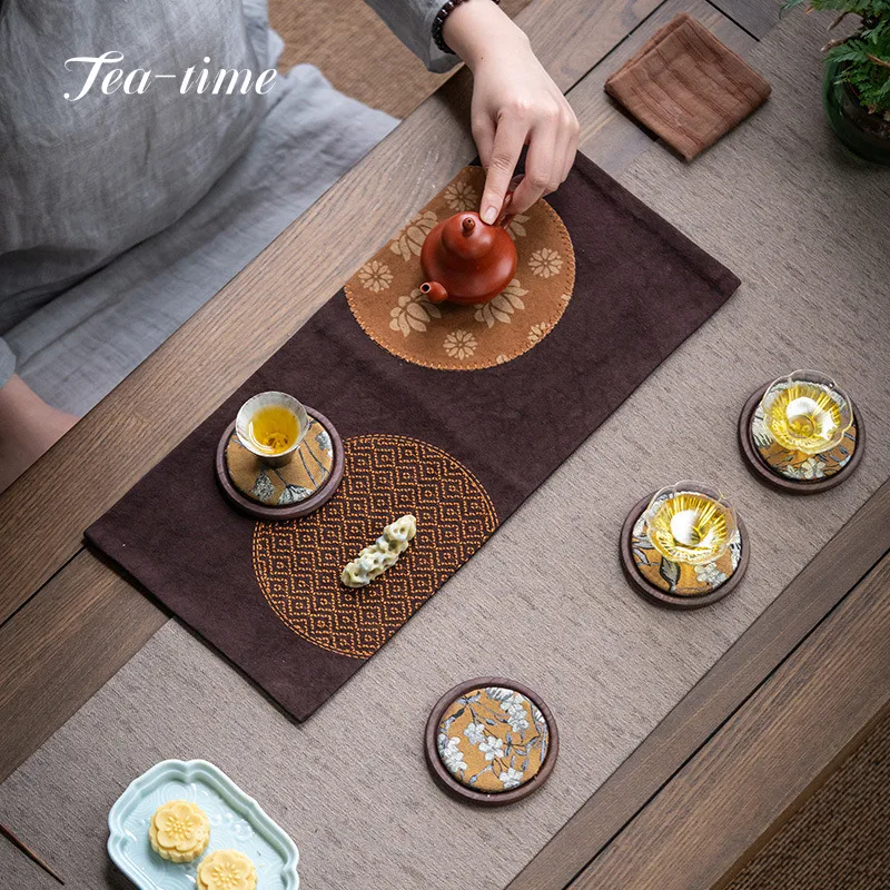 Handmade Tea Mats Canvas Lotus Table Big Napkins Home Tea Towels Versatile Tea Flag Chinese Tea Ceremony Chinese Tea Accessories