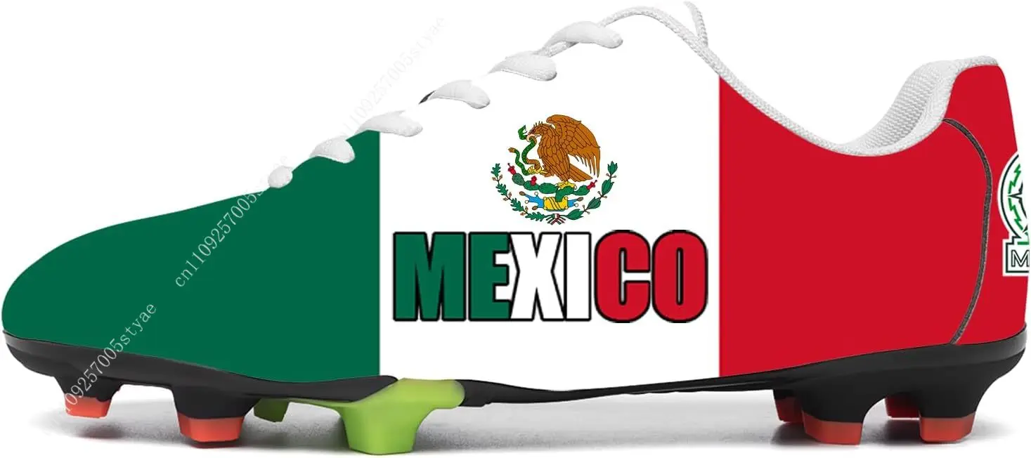 Mexico Flag Mexican Soccer Shoes Men Womens Football Shoe PU Sneakers Outdoor Lace Up Sports Shoes 2026 - view 2