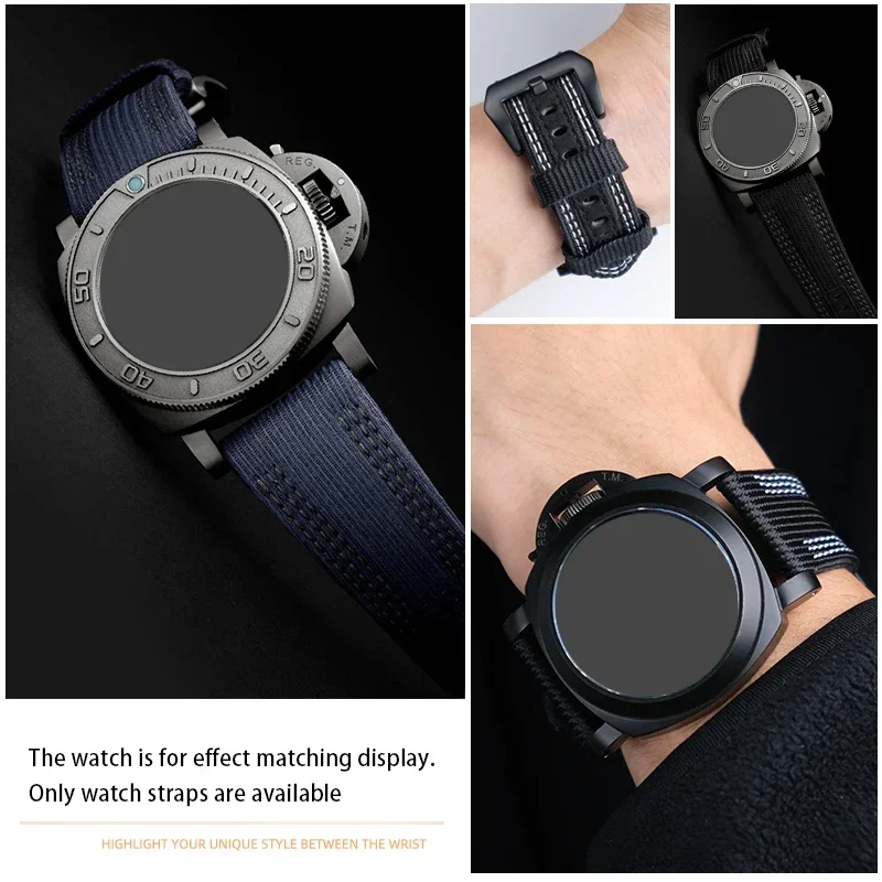 24 مللي متر 26 مللي متر حزام ساعة قماش نايلون لبانيراي 00984 985 لومينور اكسسوارات سوار أسود أزرق
